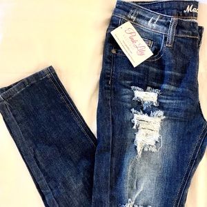 Distressed Machine Jeans